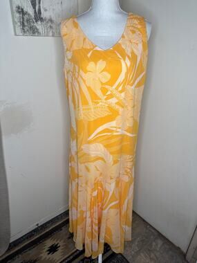 NWT Tropical Sunny Yellow Sleeveless Maxi Dress- Isabel Hayley Sz 16- Resort